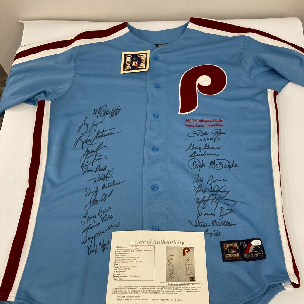 1980 Philadelphia Phillies World Series Champs Team Signed Jersey JSA COA