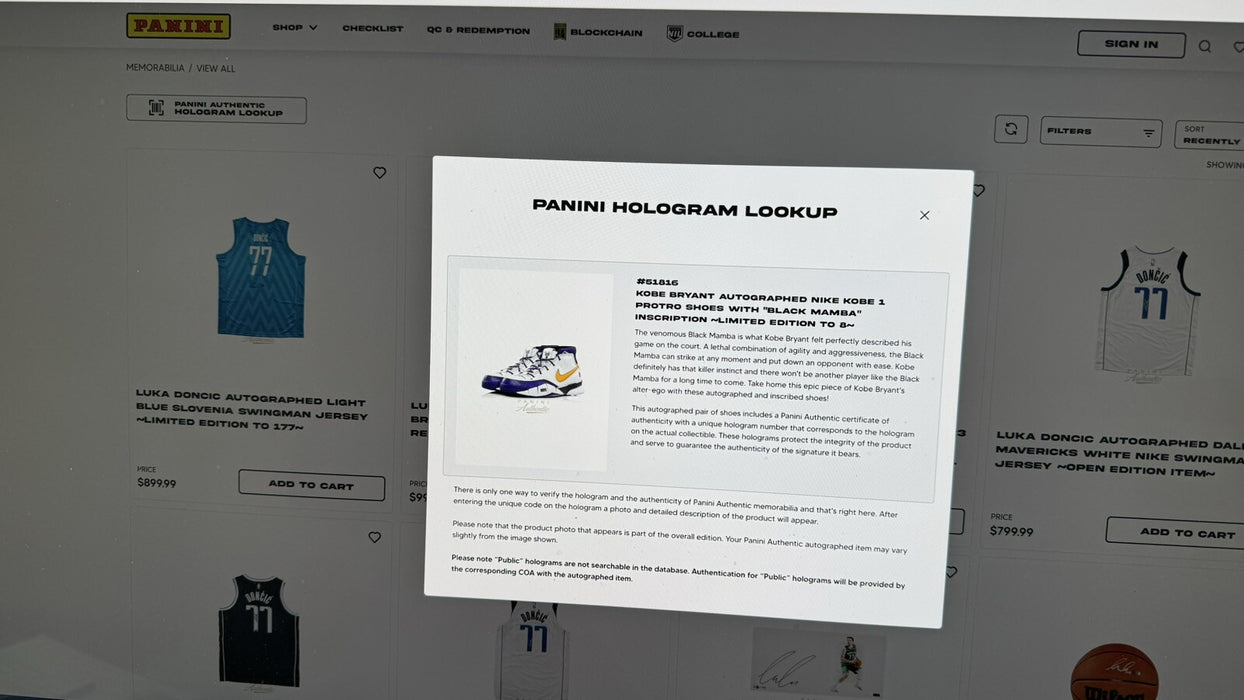 Kobe Bryant "Black Mamba" Signed Inscribed Nike Kobe 1 Protro Sneakers Panini