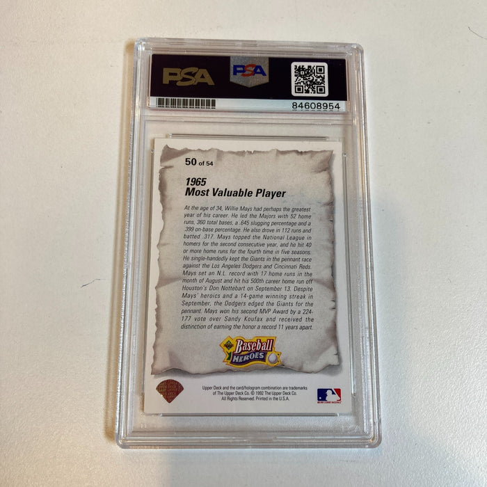 1992 Upper Deck Willie Mays Baseball Heroes Signed Baseball Card PSA DNA