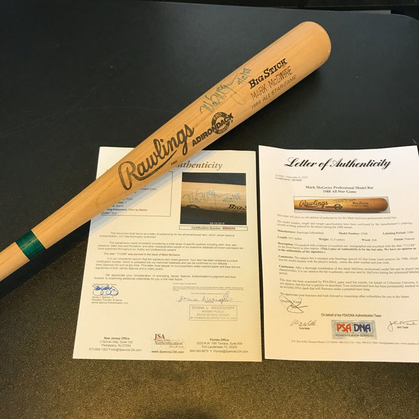 Extraordinary Mark Mcgwire Signed Game Used 1988 All Star Game Bat PSA DNA & JSA