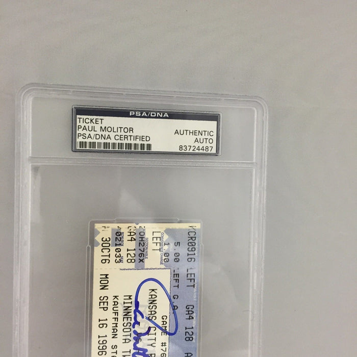 Rare Paul Molitor Signed 3,000 Hit Game Ticket 9-16-1996 PSA DNA Slabbed Auto