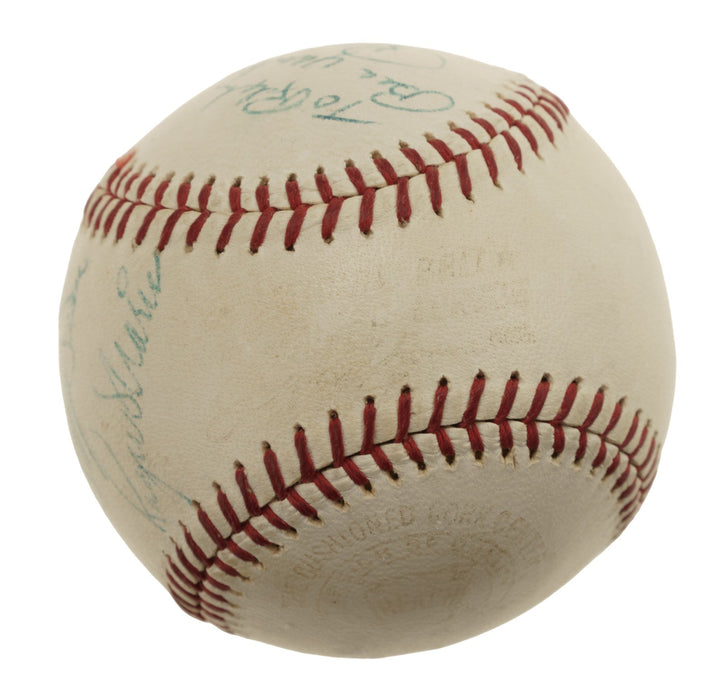 Mickey Mantle Roger Maris Elston Howard Signed 1960's AL Cronin Baseball JSA COA