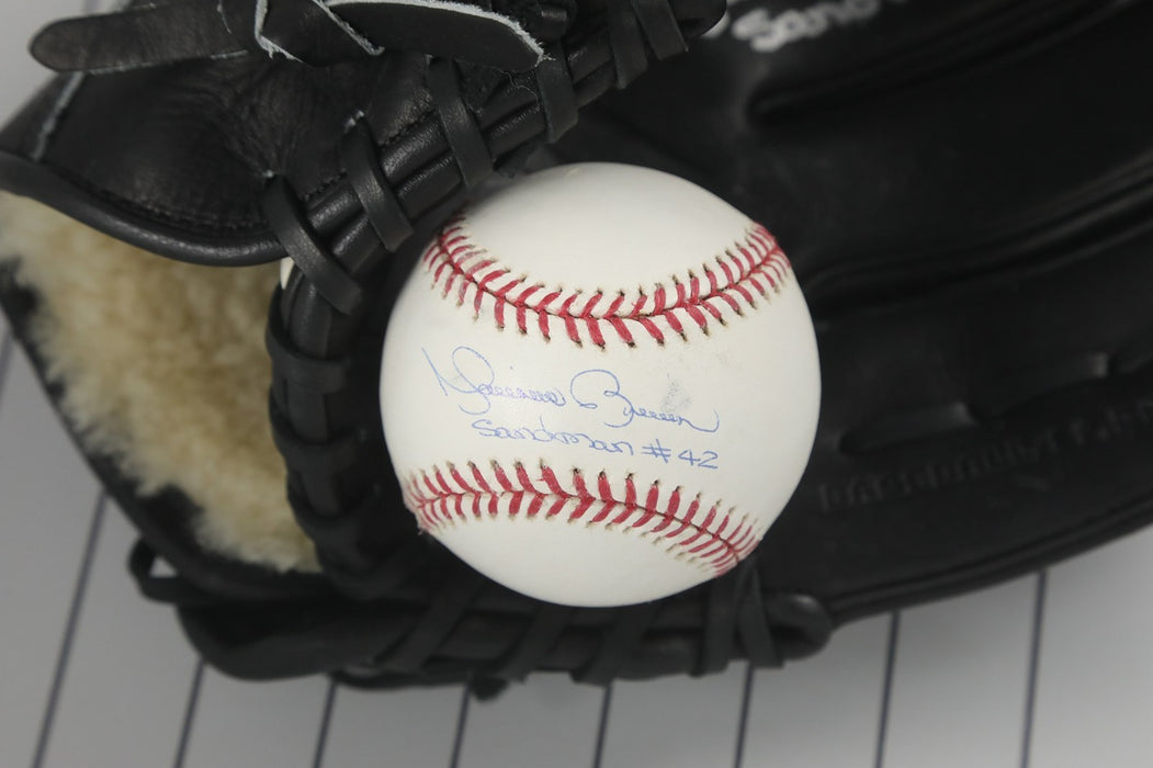 Mariano Rivera Signed Game Model Glove, Baseball & Photo Framed Display JSA COA