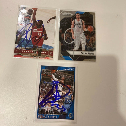 Lot Of (3) Signed Basketball Card Salah Mejri, Wesley Matthews & Desagana Diop