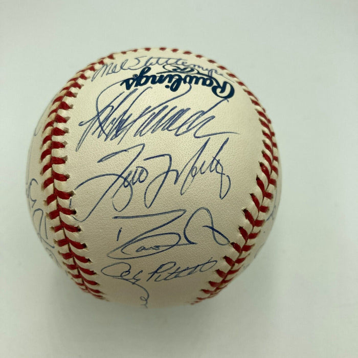 2001 New York Yankees Champs Team Signed Baseball Derek Jeter Mariano Rivera JSA