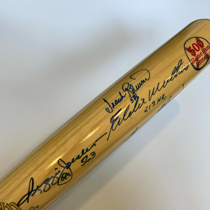 Mint 500 Home Run Club Signed Bat With Inscriptions Willie Mays Hank Aaron JSA