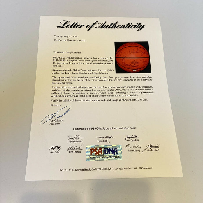 1987-88 Los Angeles Lakers NBA Champions Team Signed NBA Game Basketball PSA DNA