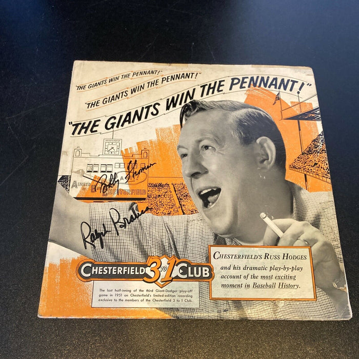 Bobby Thomson Ralph Branca Signed 1951 Russ Hodges Giants Win The Pennant LP JSA