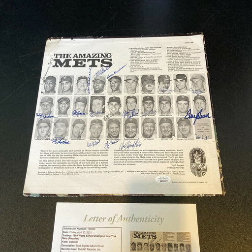 1969 New York Mets WS Champs Team Signed Vintage LP Record Album With JSA COA