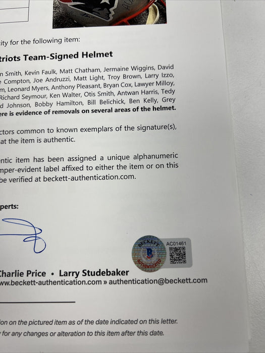 2001 New England Patriots Team Signed Helmet Tom Brady First Super Bowl JSA