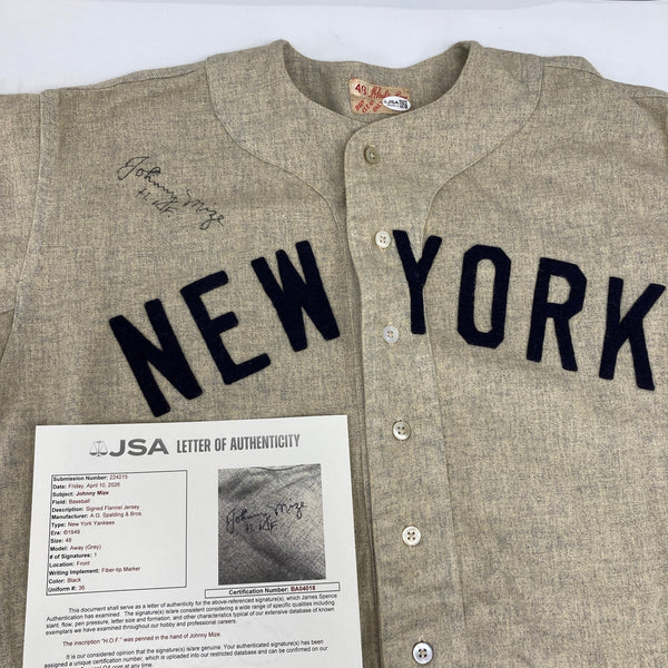 Johnny Mize Signed Vintage 1949 New York Yankees Jersey JSA COA