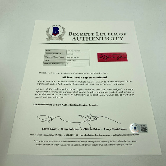 Beautiful Michael Jordan Signed Bulls Game Used Floor Wings Display UDA & PSA