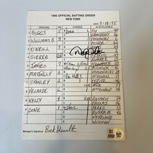 Derek Jeter Signed Pre Rookie Sep. 18, 1995 Original Yankees Lineup Card MLB