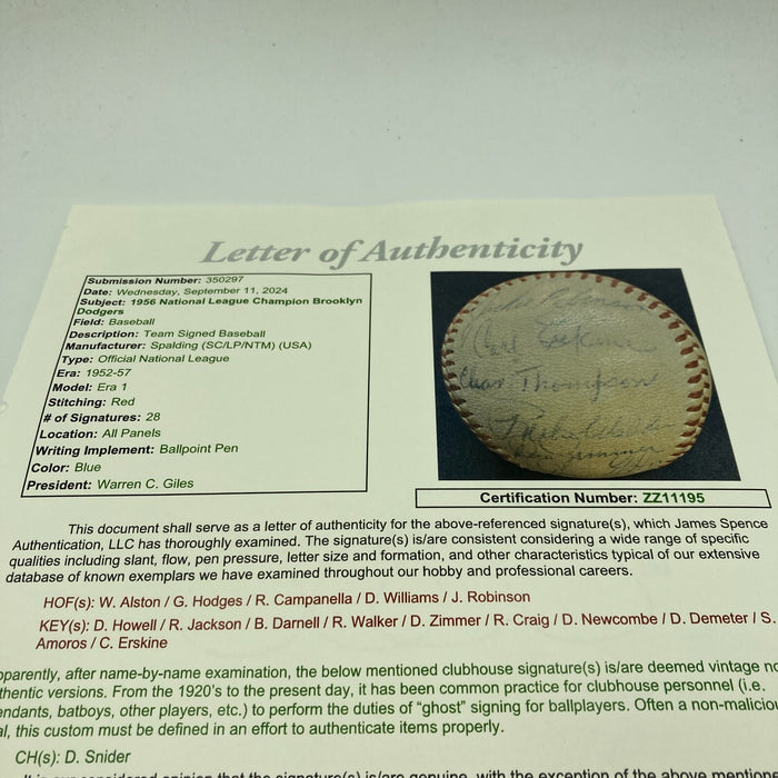 Jackie Robinson Roy Campanella 1956 Brooklyn Dodgers Team Signed Baseball JSA