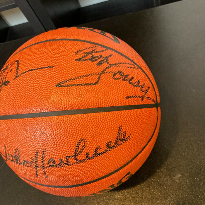 Red Auerbach John Havlicek Bob Cousy Celtics Legends Signed Basketball JSA COA