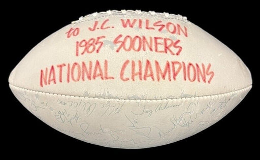 1985 Oklahoma Sooners NCAA Champions Team Signed Football With Troy Aikman JSA