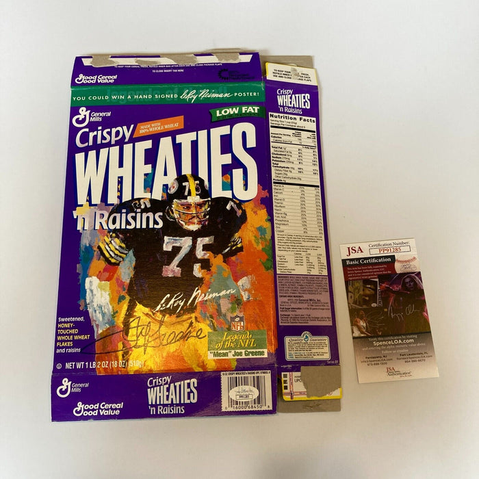 Joe Greene Pittsburgh Steelers Signed Wheaties Cereal Box JSA COA