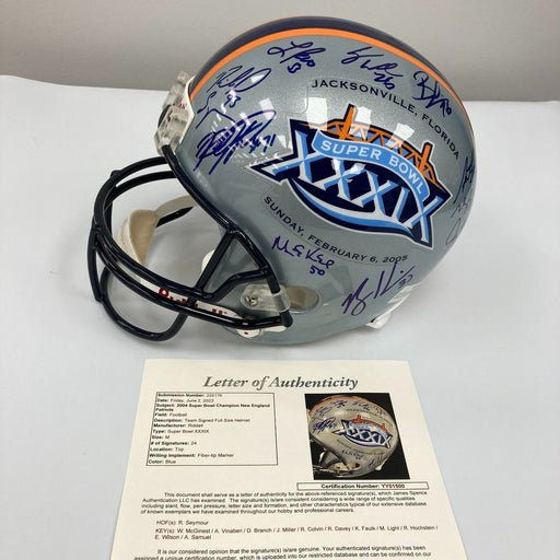 2004 New England Patriots Super Bowl Champs Team Signed Helmet JSA COA