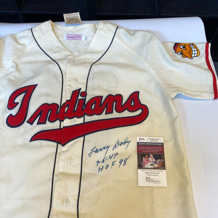 Larry Doby 7-5-1947 Broke Color Barrier HOF 1998 Signed Indians Jersey JSA COA