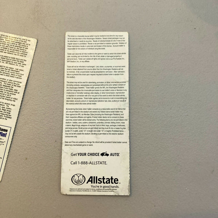 Lot Of (3) Washington Redskins VS Chicago Bears Tickets NFL 1996, 2005, 2007