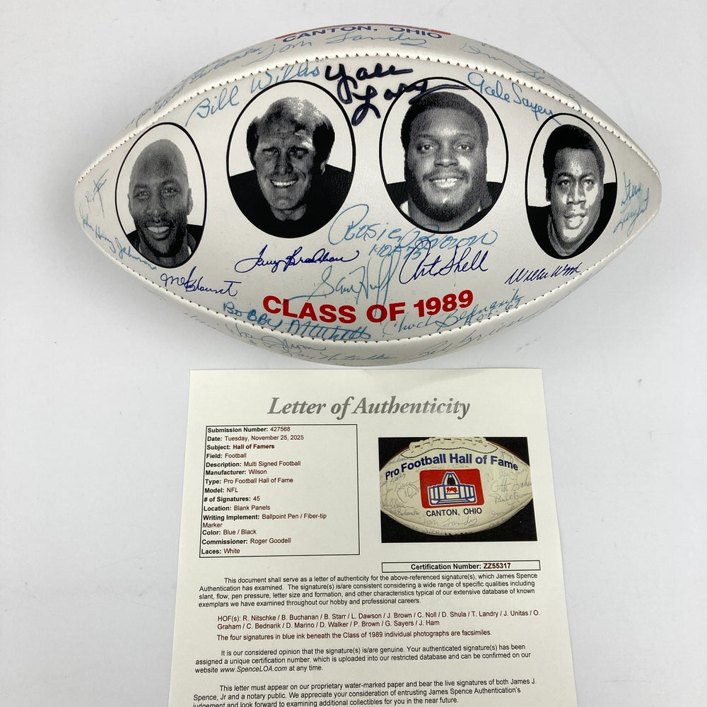 1989 HOF Induction Signed Football 45 Sigs Johnny Unitas Bart Starr Landry JSA