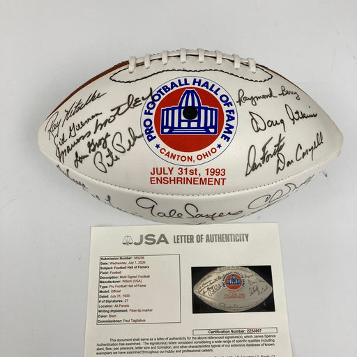 1993 Hall Of Fame Induction Multi Signed Football 27 Sigs JSA COA