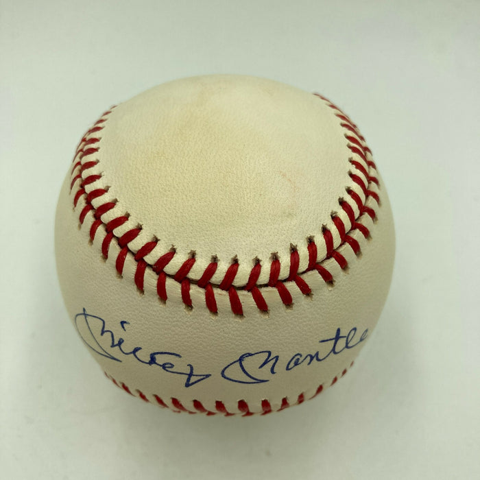 Beautiful Mickey Mantle Signed American League Baseball PSA DNA Graded MINT 9