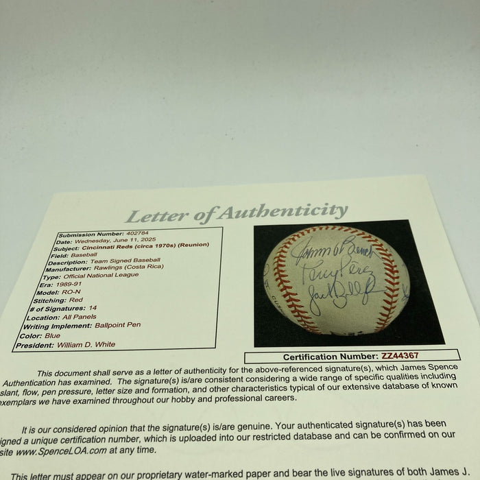 1975 Cincinnati Reds World Series Champs Team Signed Baseball JSA COA