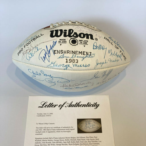 Bronko Nagurski 1983 Hall Of Fame Induction Signed Football 33 Sigs PSA DNA COA