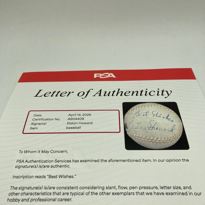 Beautiful Elston Howard Single Signed Baseball PSA DNA & Beckett COA