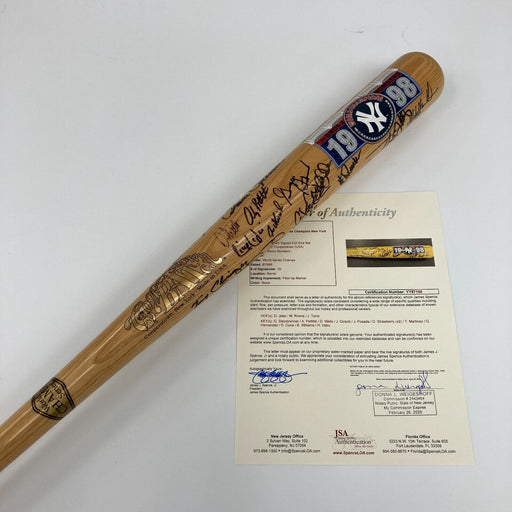 1998 NY Yankees World Series Champs Team Signed Bat 29 Sigs Derek Jeter JSA COA