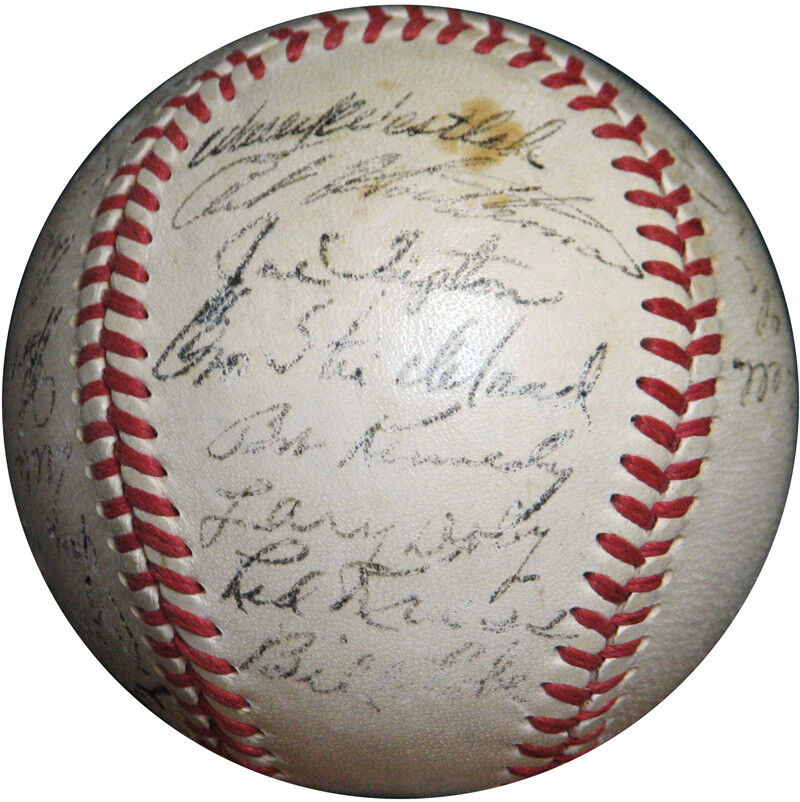 1953 Cleveland Indians Team Signed American League Baseball With JSA COA