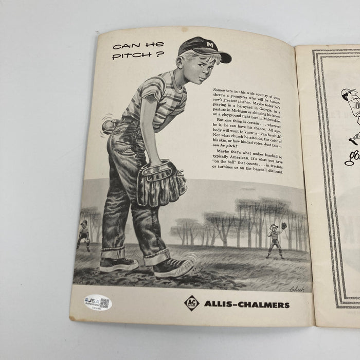 Eddie Mathews Signed 1958 World Series Original Program Yankees Braves JSA COA