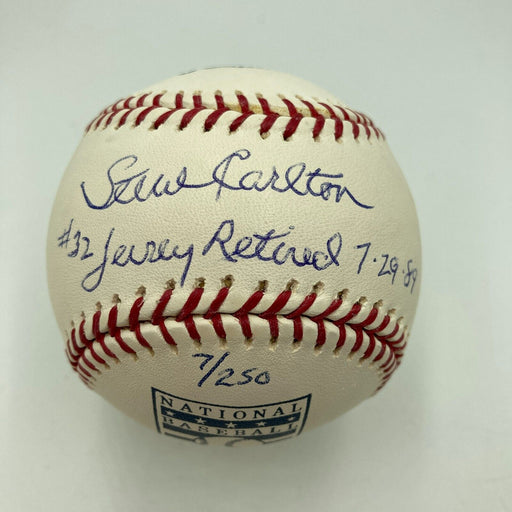 Steve Carlton #32 Retired 7-29-1989 Signed Hall Of Fame MLB Baseball JSA COA