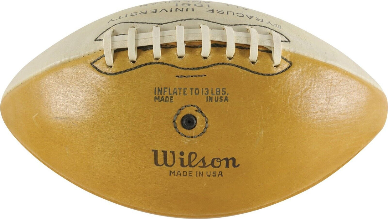 Ernie Davis Single Signed 1961 Syracuse Heisman Trophy Presentation Football JSA