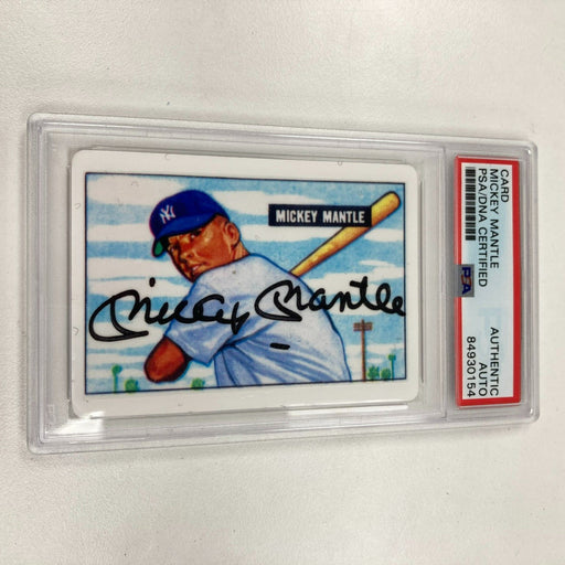 1951 Bowman Mickey Mantle Signed Porcelain Baseball Card RC PSA DNA Certified