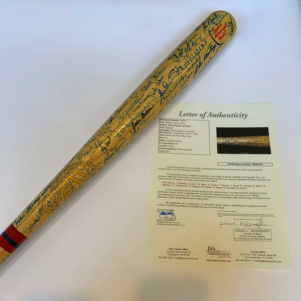 Magnificent Hall Of Fame Multi Signed Bat W/ 95 Signatures! Ted Williams JSA COA