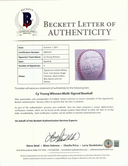 Tom Seaver Roger Clemens Bob Gibson Cy Young Winners Signed Baseball Beckett COA