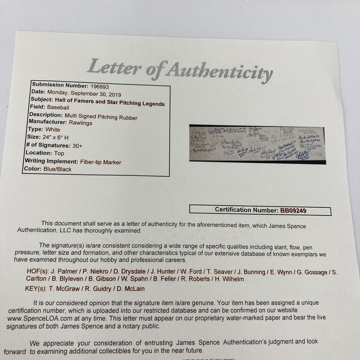 Hall Of Fame Pitching Legends Multi Signed Rubber 30+ Sigs Tom Seaver JSA COA
