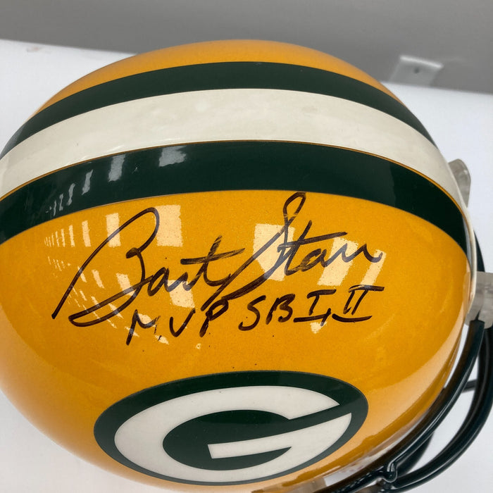 Bart Starr MVP Super Bowl 1 & 2 Signed Full Size Green Bay Packers Helmet JSA