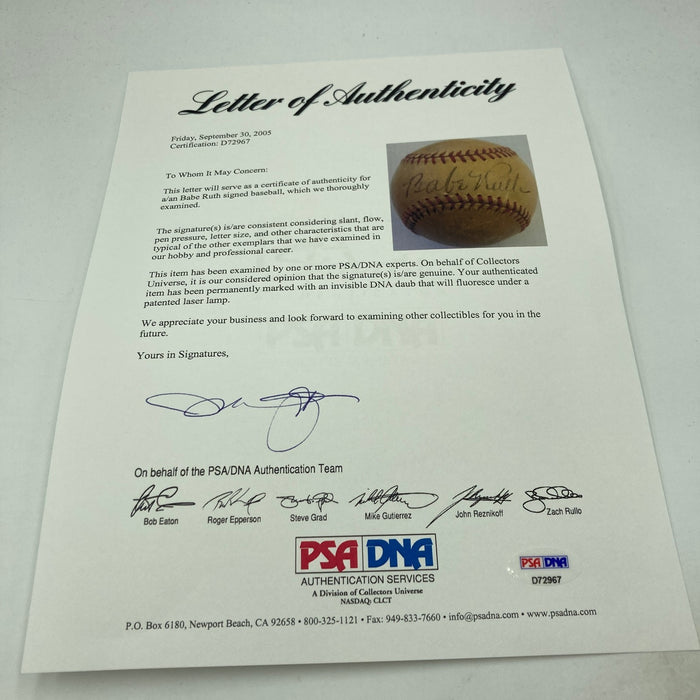 Babe Ruth Single Signed Autographed Baseball PSA DNA COA