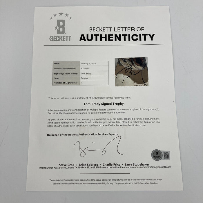 Tom Brady Signed Full Size Super Bowl LI Vince Lombardi Trophy Beckett COA #6/12