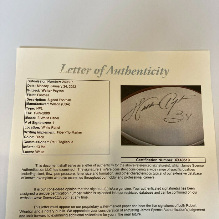 Walter Payton Signed Autographed Official Wilson NFL Football JSA COA