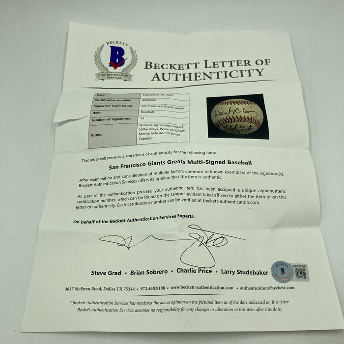 Willie Mays Willie Mccovey San Francisco Giants Legends Signed Baseball Beckett