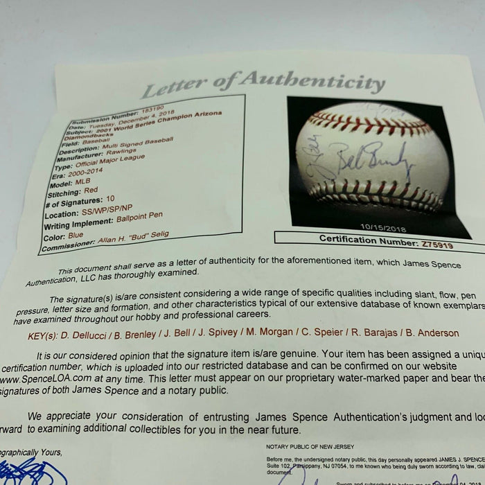 RARE 2001 Arizona Diamondbacks World Series Champs Team Signed Baseball JSA COA