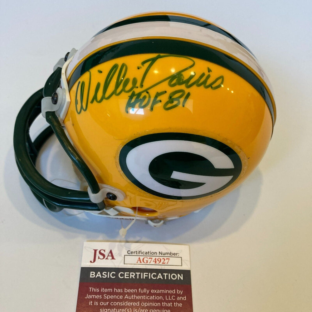 Willie Davis HOF 1981 Signed Green Bay Packers Mini Helmet JSA COA