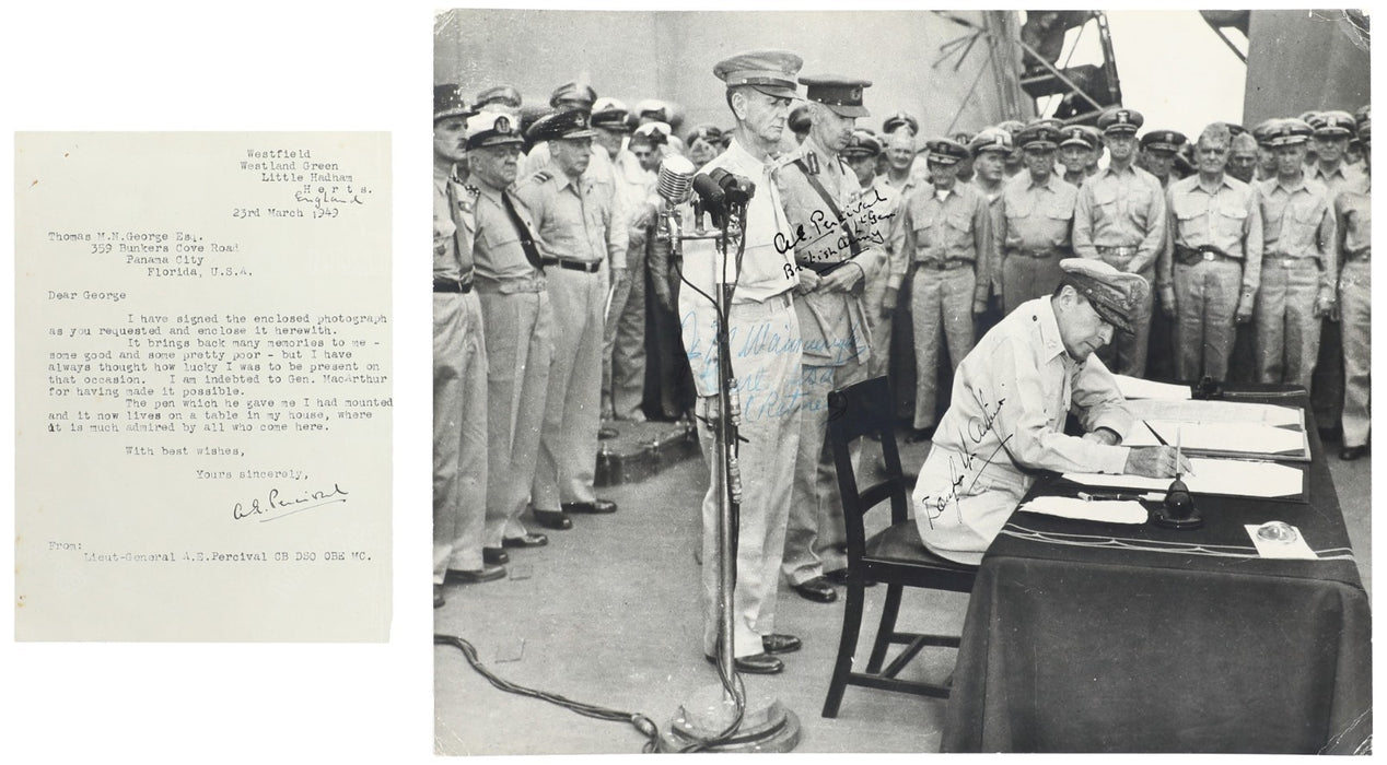 Generals Douglas MacArthur Japanese Surrender World War 2 Signed Photo PSA DNA
