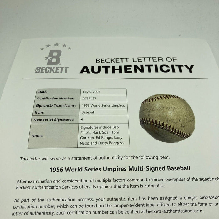 Historic 1956 World Series Don Larsen Perfect Game Signed Game Used Baseball BAS