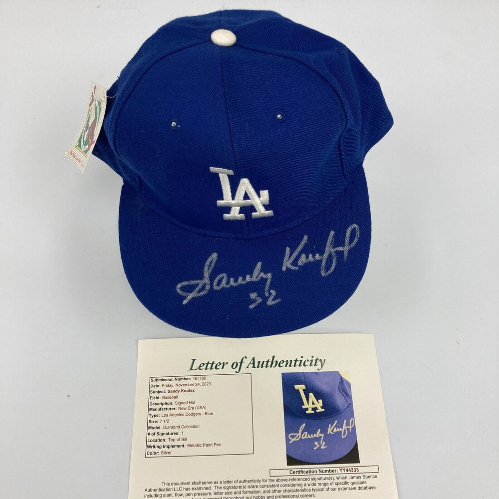 Beautiful Sandy Koufax #32 Signed Brooklyn Dodgers Game Model Baseball Hat JSA