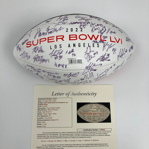 2021 Los Angeles Rams Super Bowl LVI Champs Team Signed Football 70 Sigs JSA COA